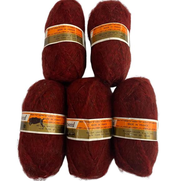 Unger Fluffy Tweed Yarn Red Marled  Acrylic France #714 Lot of 5 DISCONTINUED - Picture 5 of 11